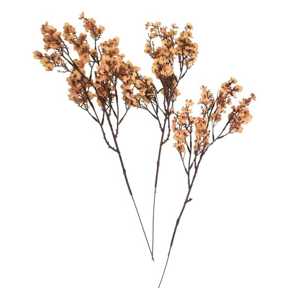 Artificial Taupe Flowers Set of 3, 20” Faux Floral Stems,  Boho Wedding Bouquet, - Picture 1 of 8